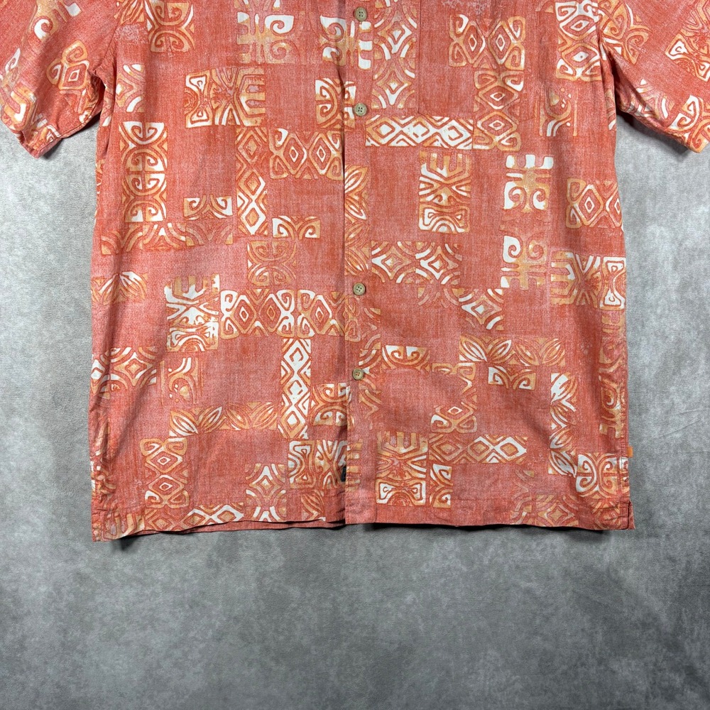 Quiksilver Shirt Mens Large Orange Waterman Collection Aloha Tribal Beach Summer - Picture 4 of 10